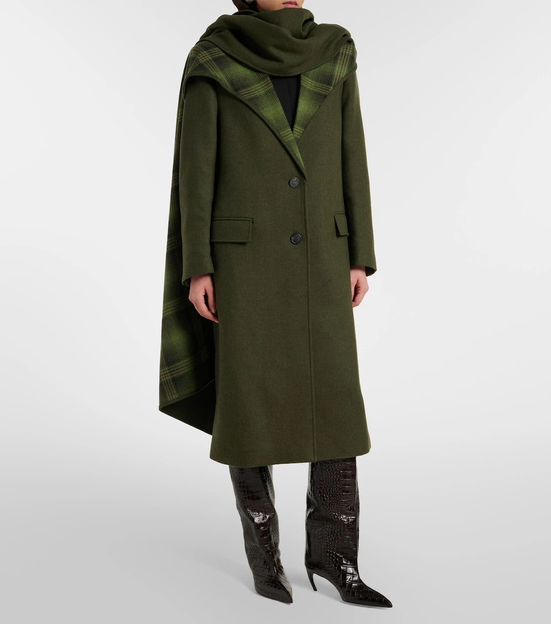 The Attico - Scarf-detail wool-blend coat