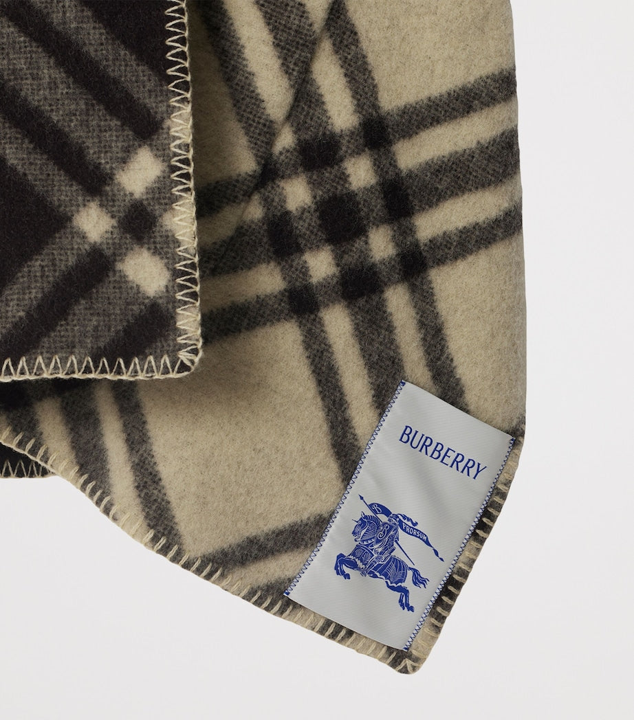Burberry Beige Wool Reversible Check Hooded Cape