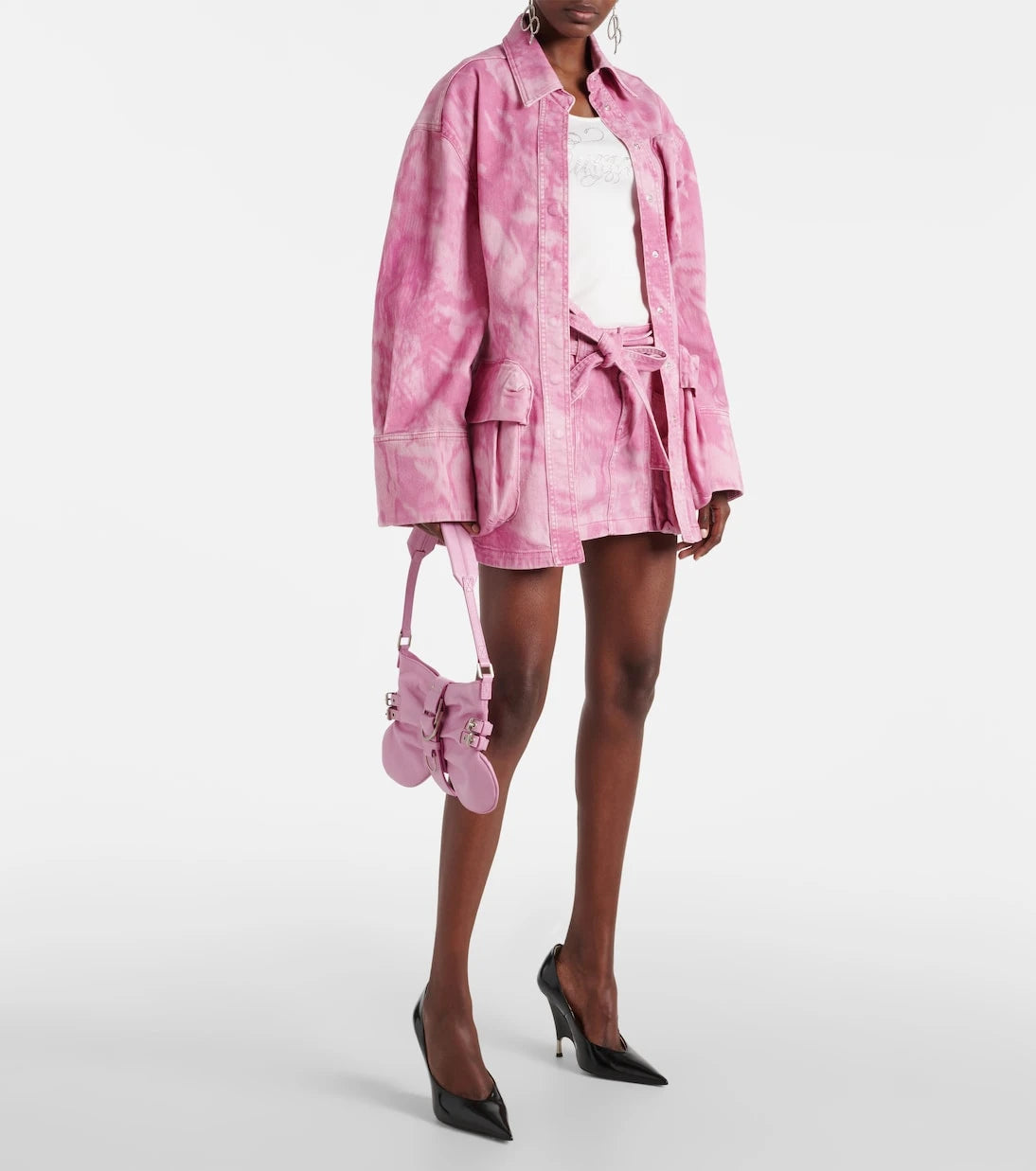 Blumarine - تنورة جينز قصيرة بنمط الكارجو المموه