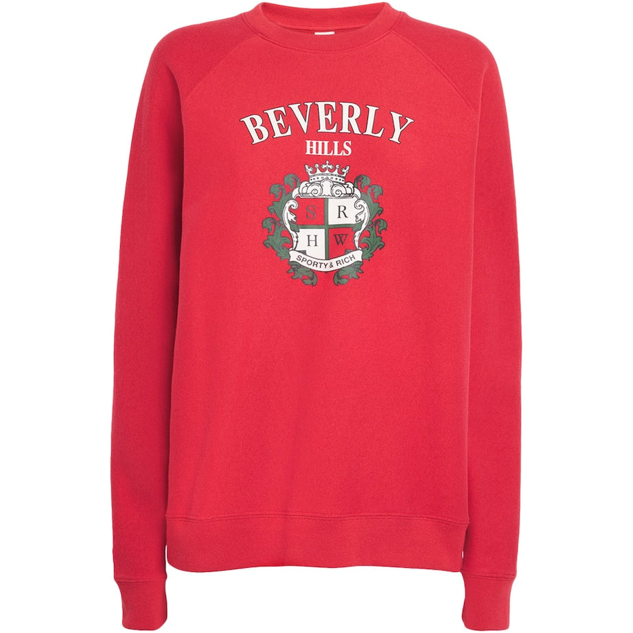 Sporty & Rich Red Beverly Hills Crest Sweatshirt