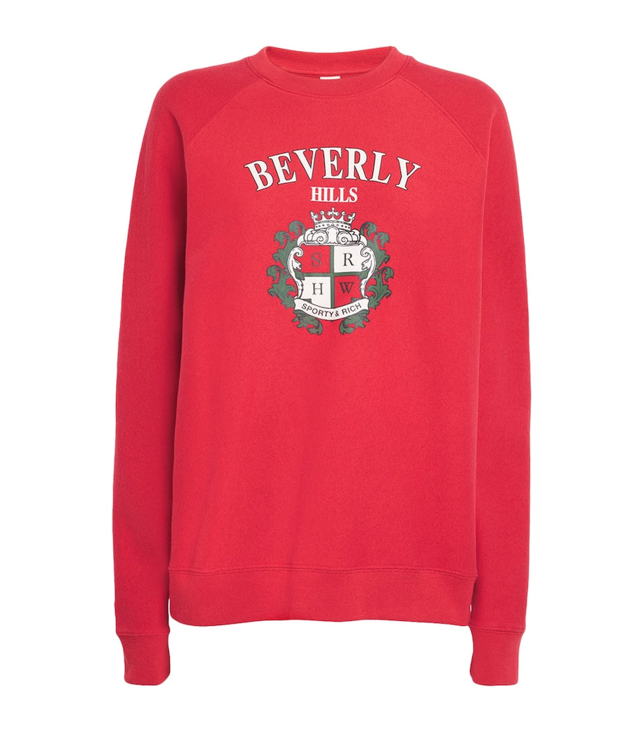 Sporty & Rich Red Beverly Hills Crest Sweatshirt