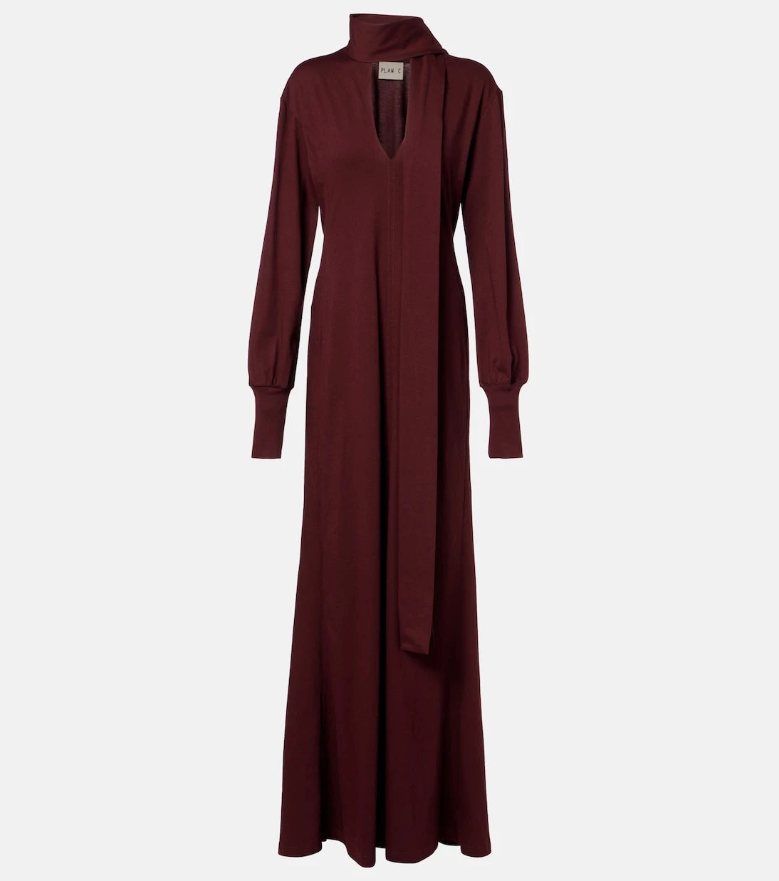Plan C - Scarf-detail cotton maxi dress