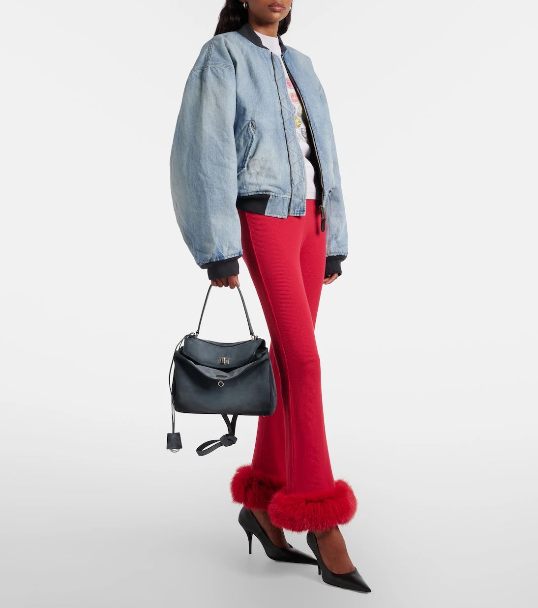 Balenciaga - حقيبة كتف Rodeo الصغيرة من الجلد السويدي