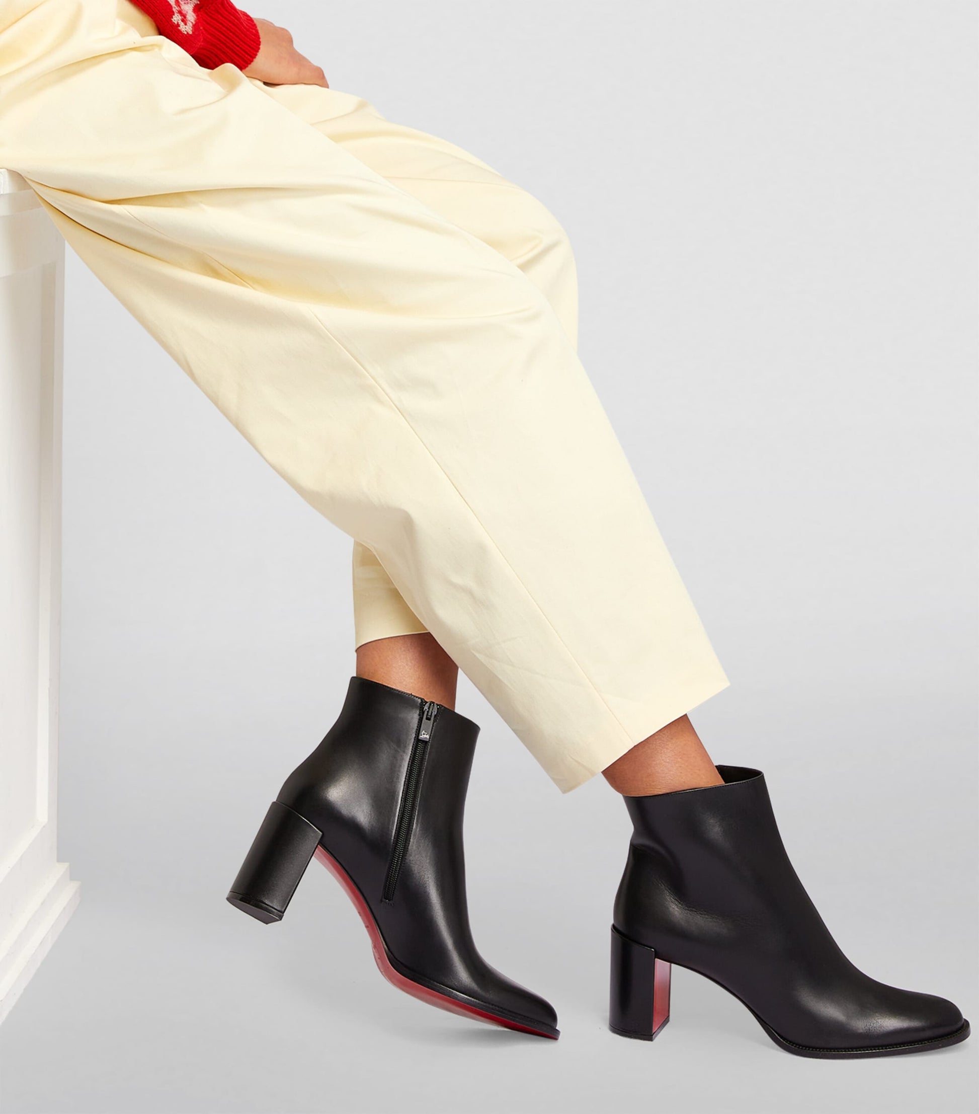 Christian Louboutin Black Adoxa Leather Ankle Boots 70