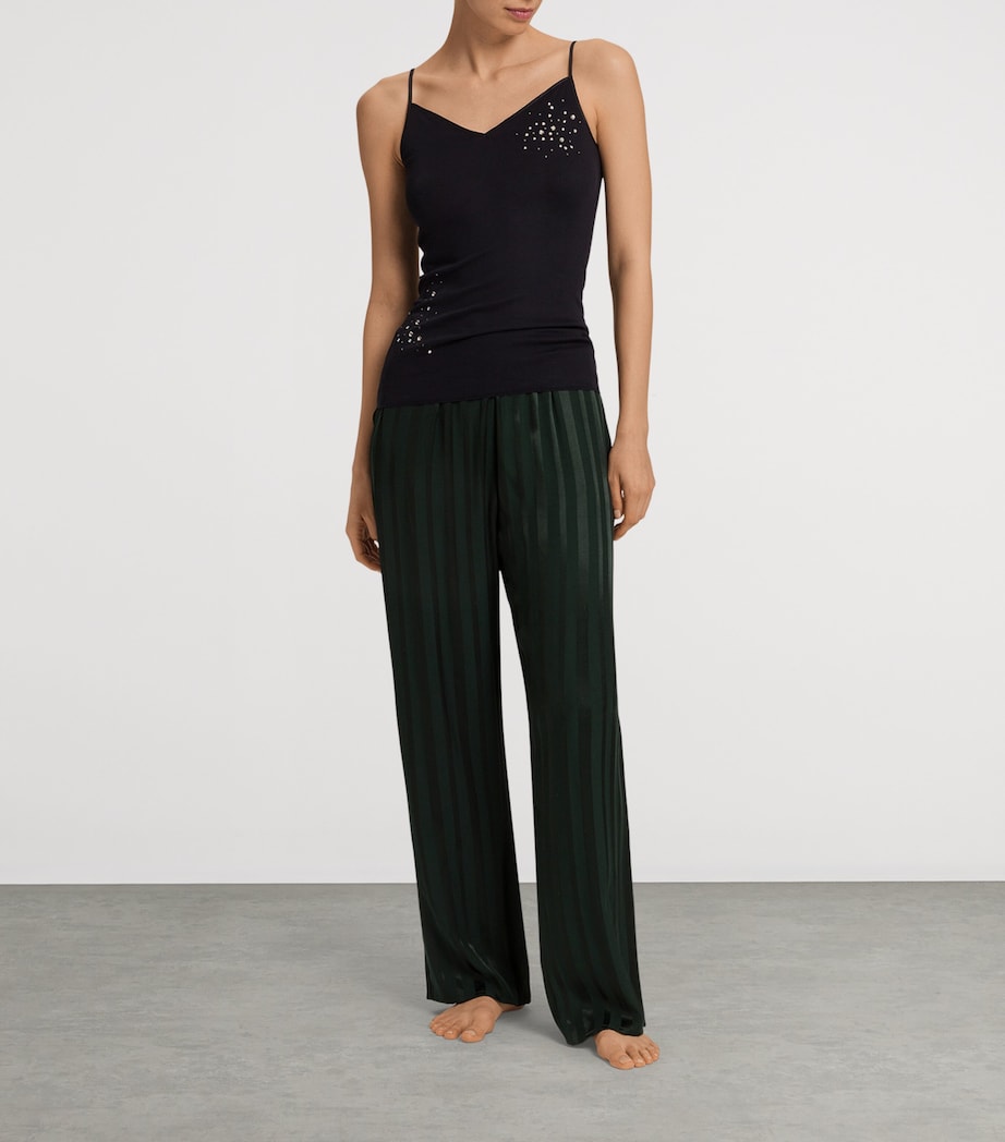 Hanro Black Embellished Cotton Seamless Camisole