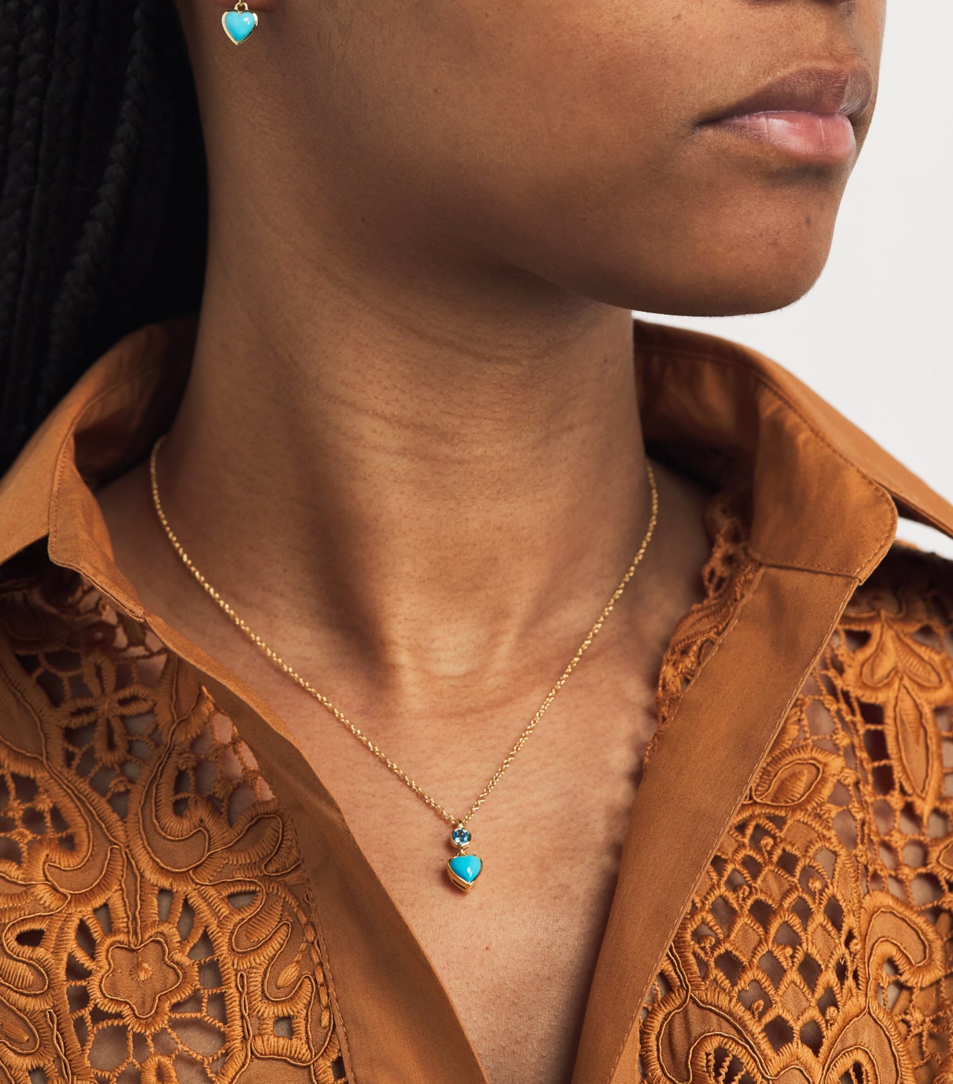 Yellow Gold and Topaz Blue Heart Necklace