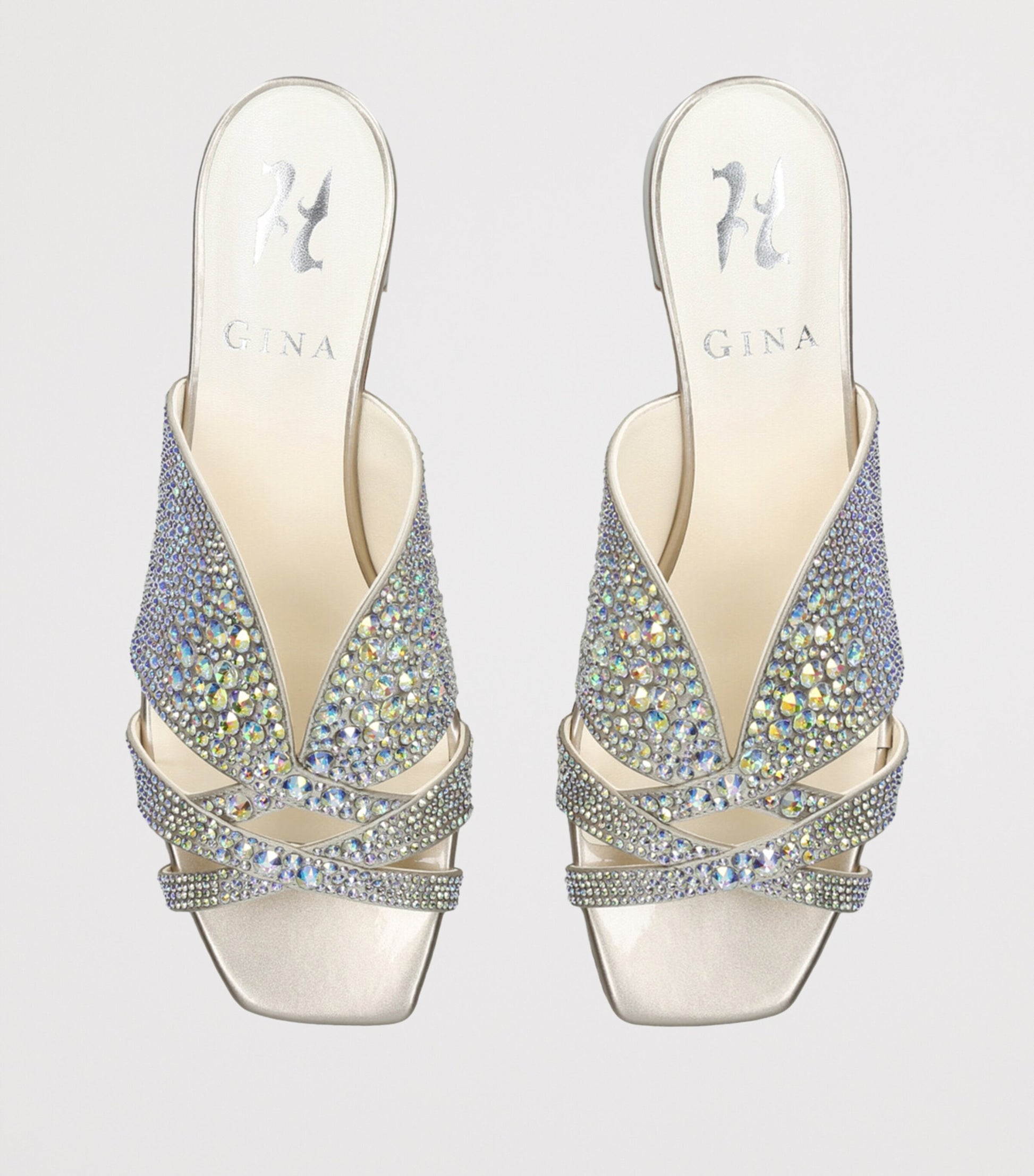 Gina White Leather Embellished Stevie Mules 35