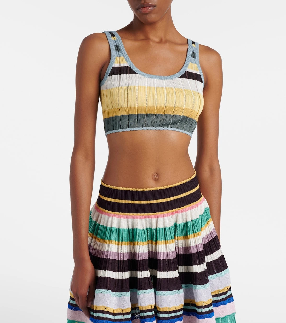 Alaïa - Striped cropped tank top