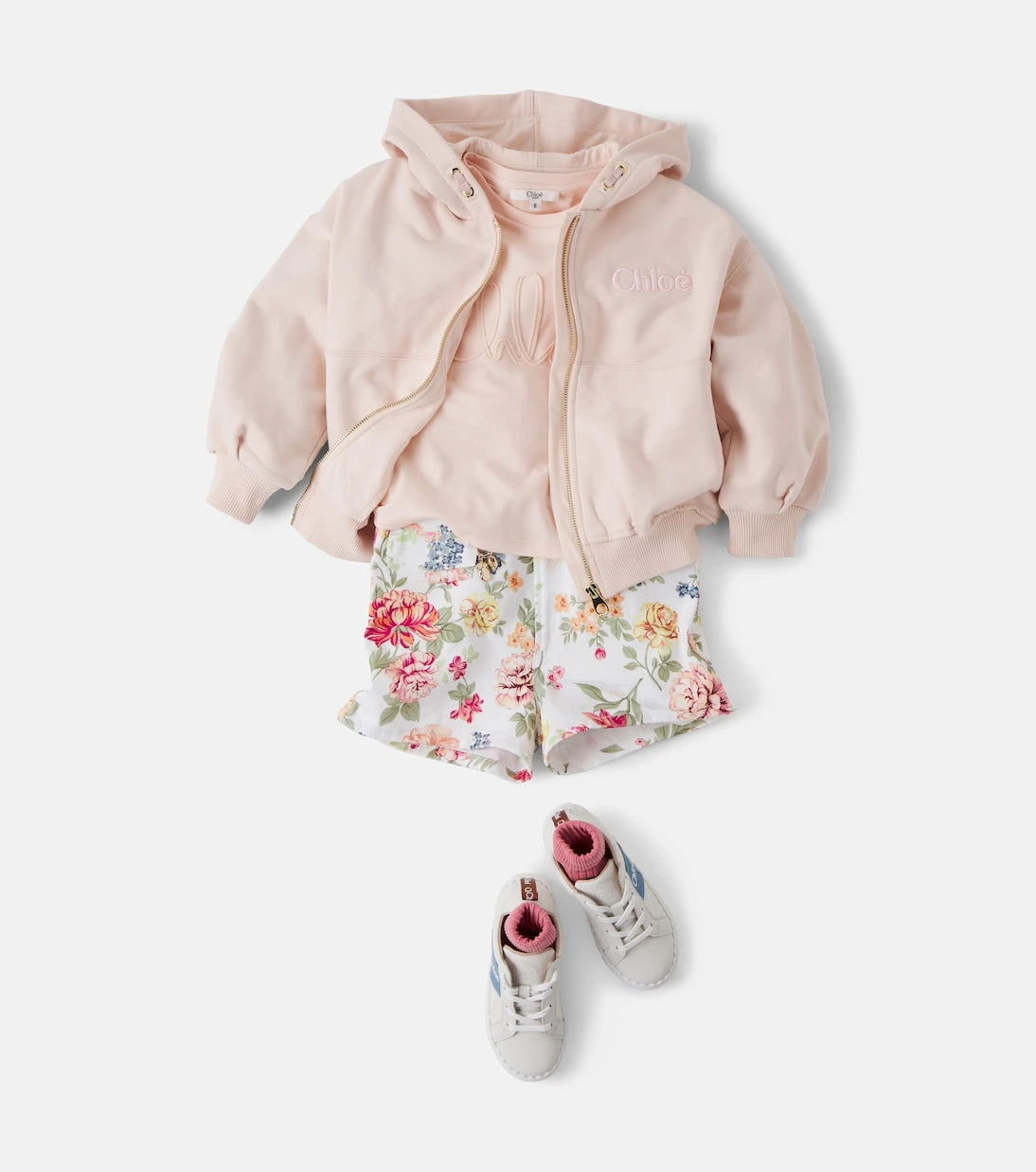 Chloé Kids - Logo cotton jersey zip-up hoodie