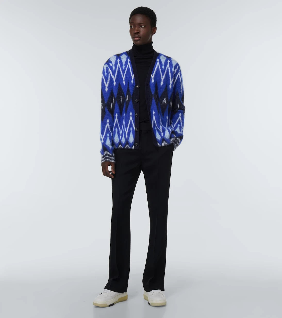 Amiri - Argyle alpaca and mohair-blend cardigan
