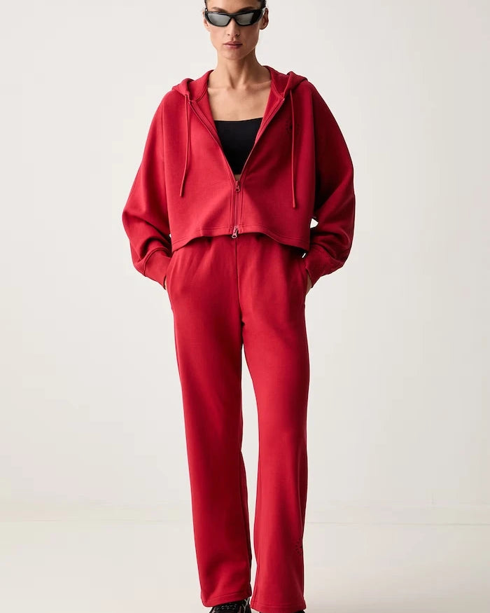 adidas by Stella McCartney fermuarlı kapüşonlu kadın pamuklu sweatshirt