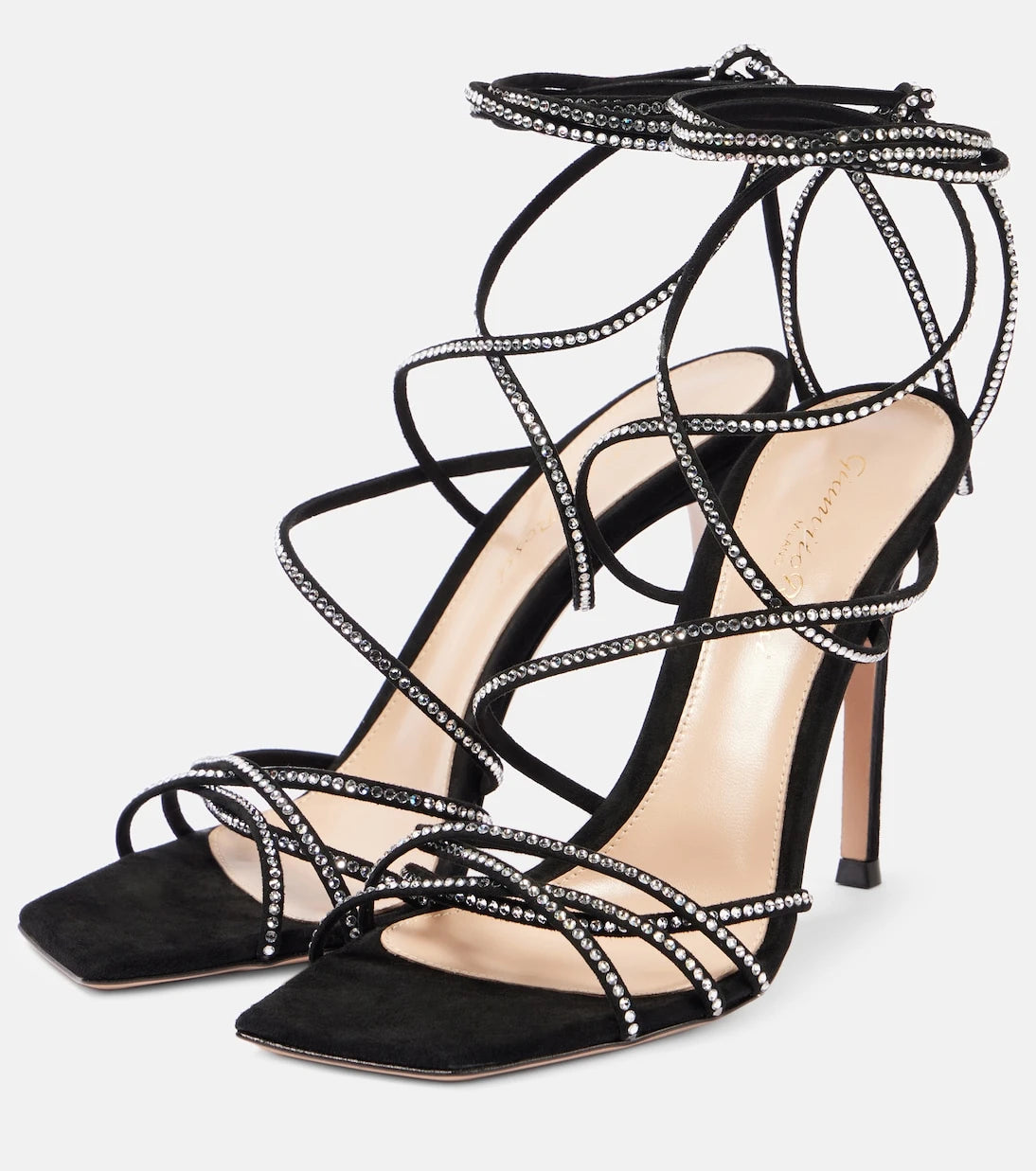 Gianvito Rossi - Ankletie 105 embellished suede sandals