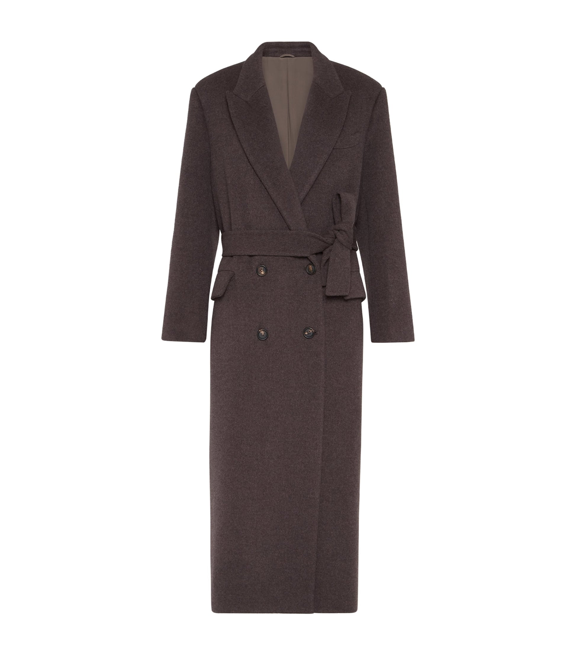 Virgin Wool-Cashmere Belted Trench Coat