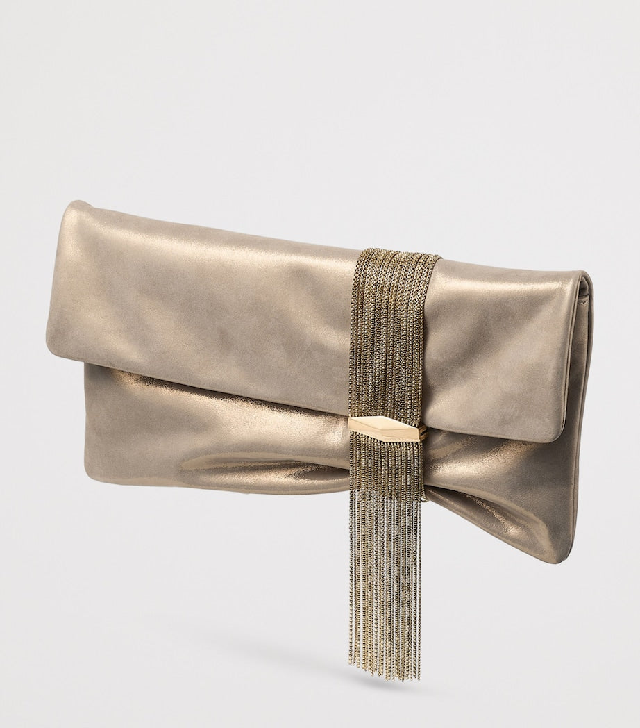 Jimmy Choo Gold Zandra Leather-Brass Clutch Bag