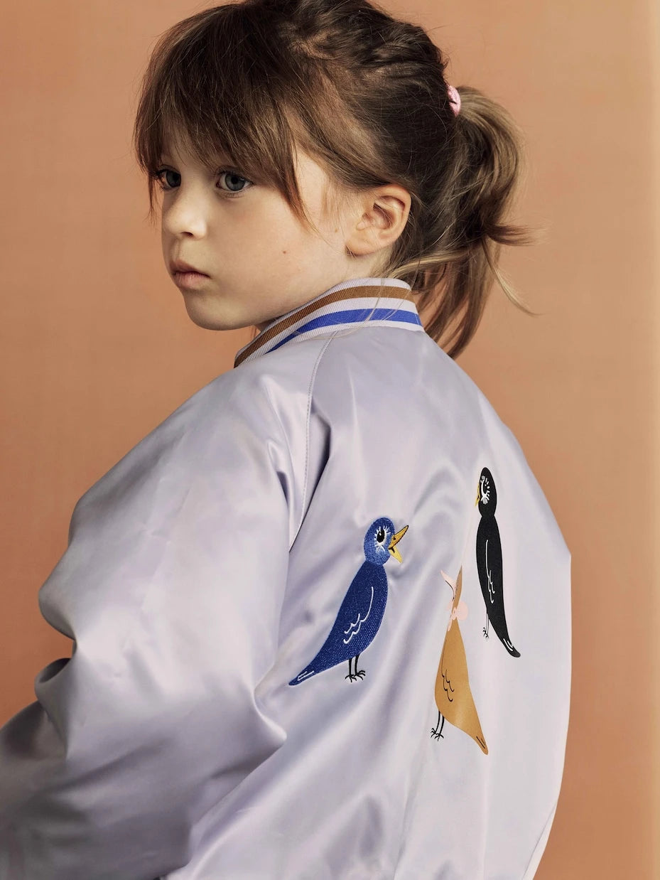 Mini Rodini - Embroidered logo satin bomber jacket