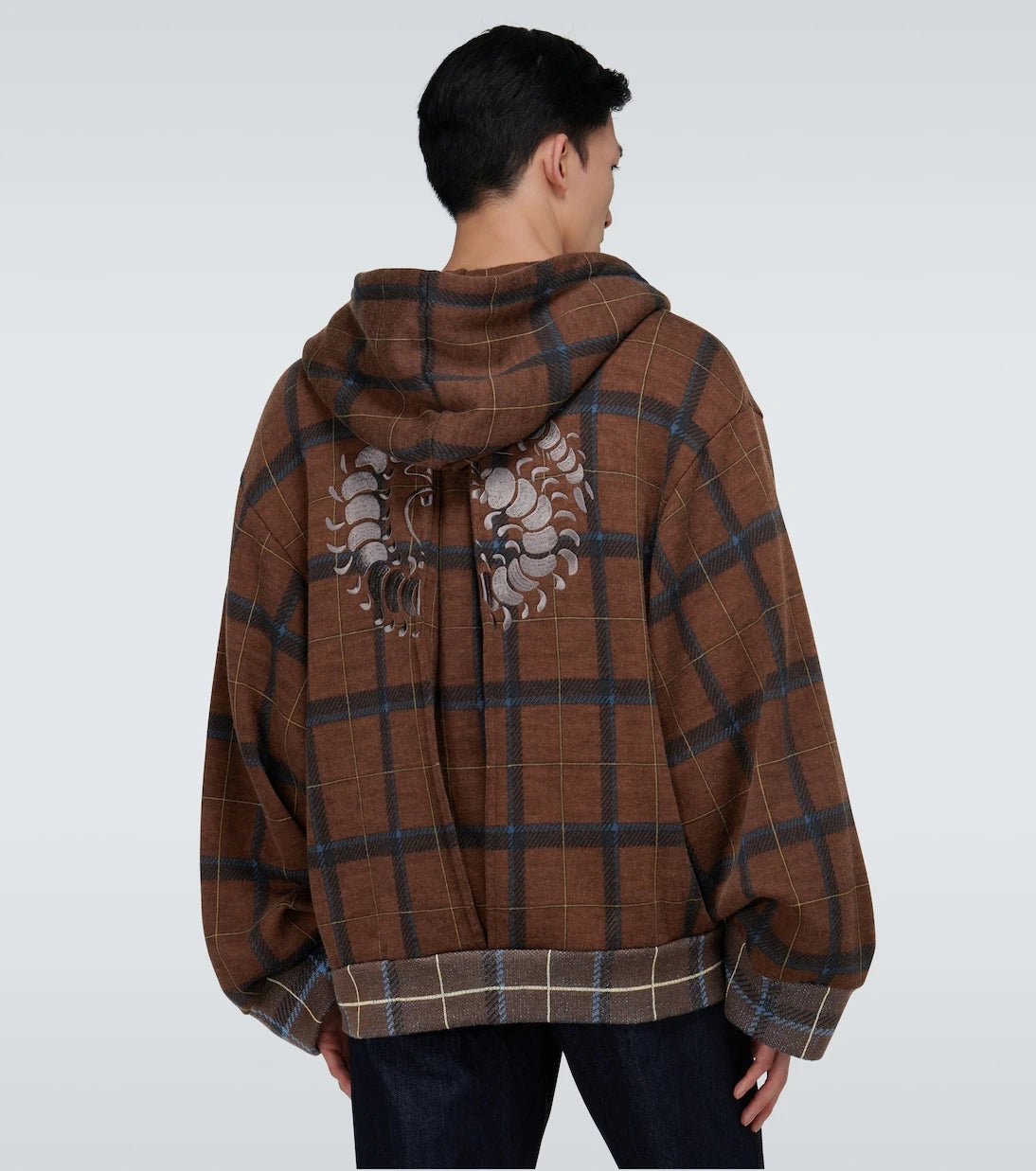 Undercover - Zipped checked hooded sweatshirt