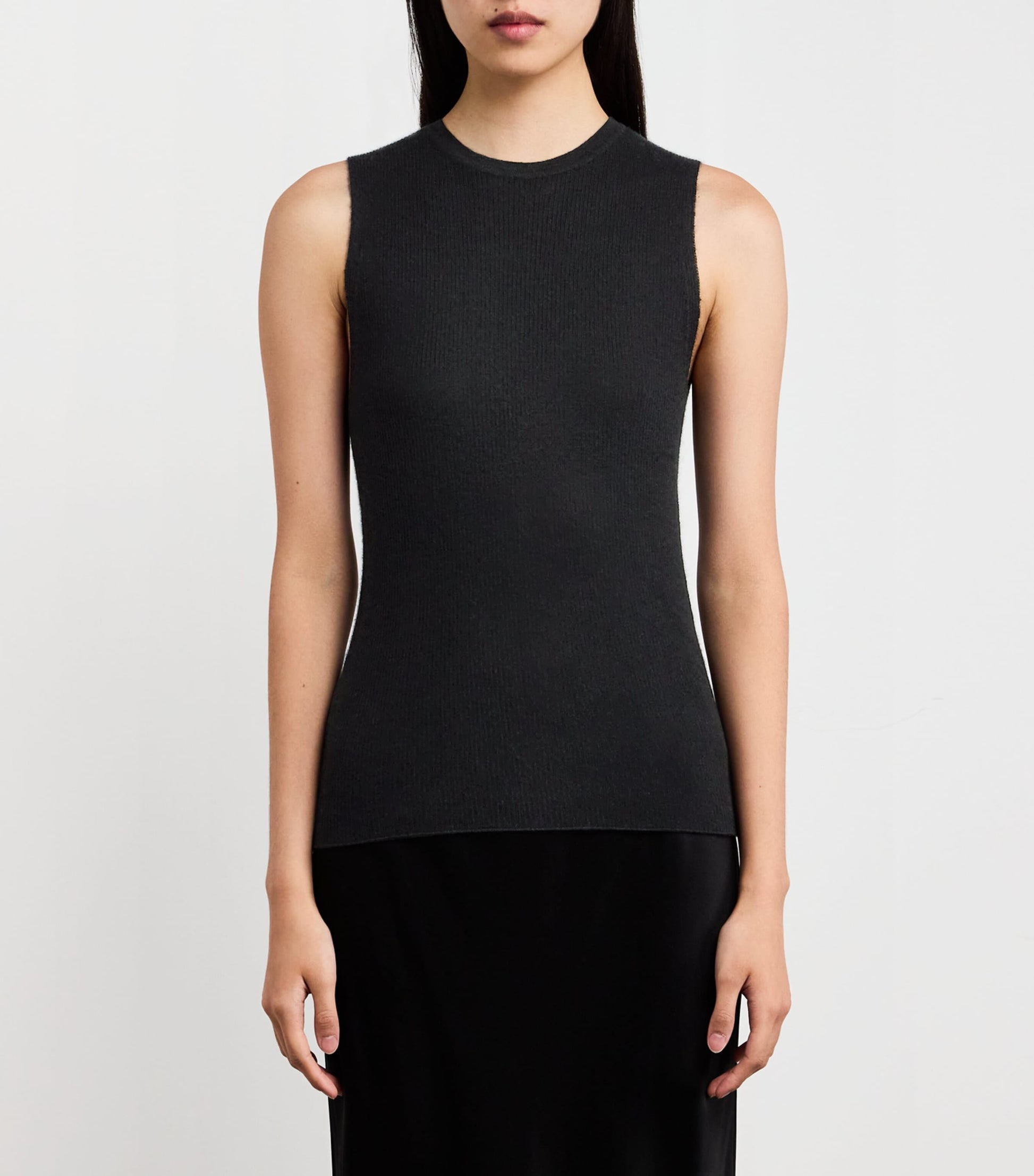 Johnstons Of Elgin Black Superfine Cashmere Tank Top