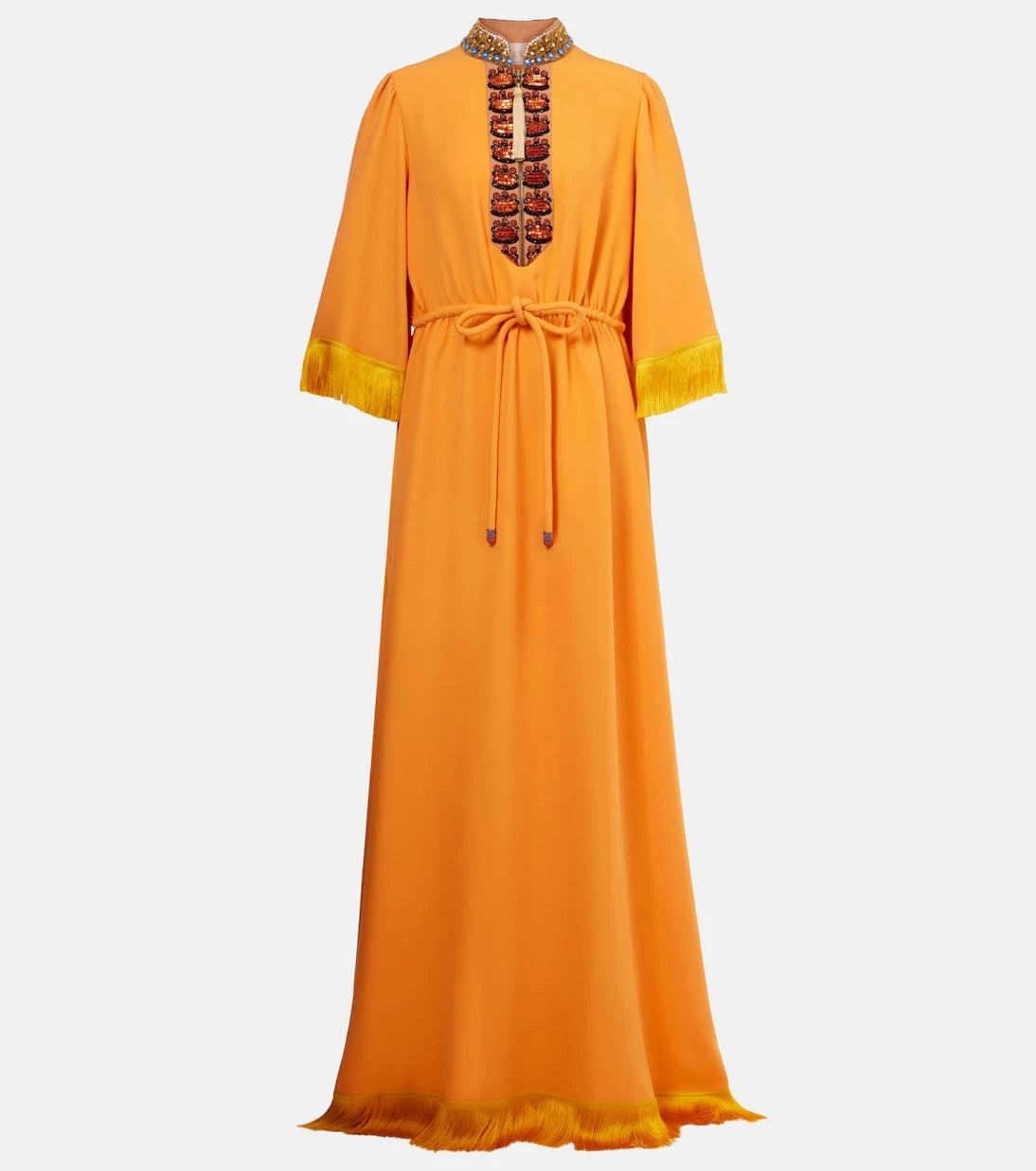 Valentino - Cady Couture embroidered fringed gown