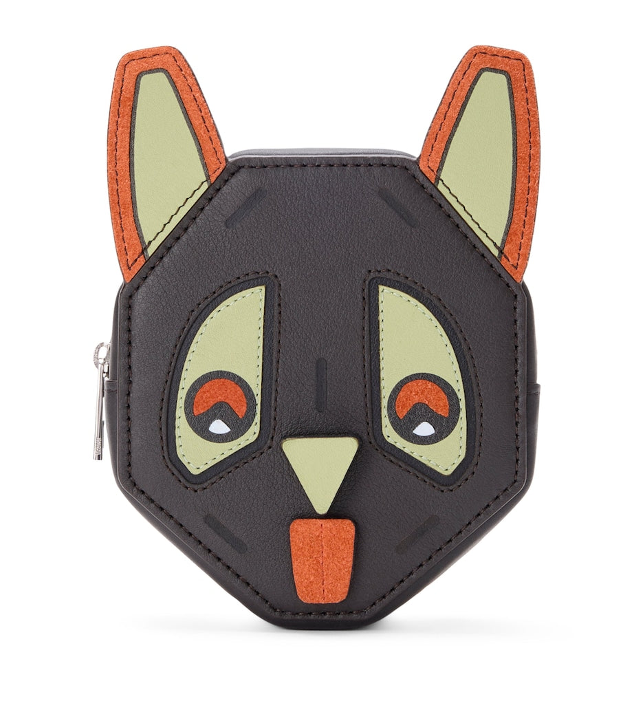 LOEWE Black Leather Futurist Cat Coin Purse