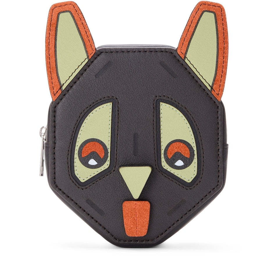 LOEWE Black Leather Futurist Cat Coin Purse