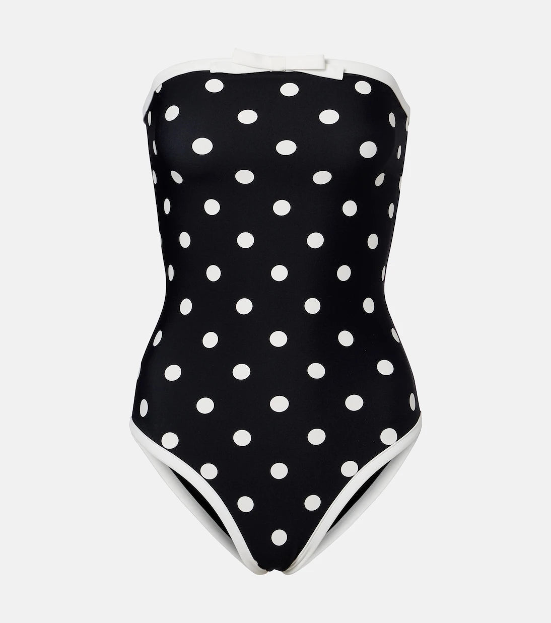 Self-Portrait - Polka-dot strapless swimsuit