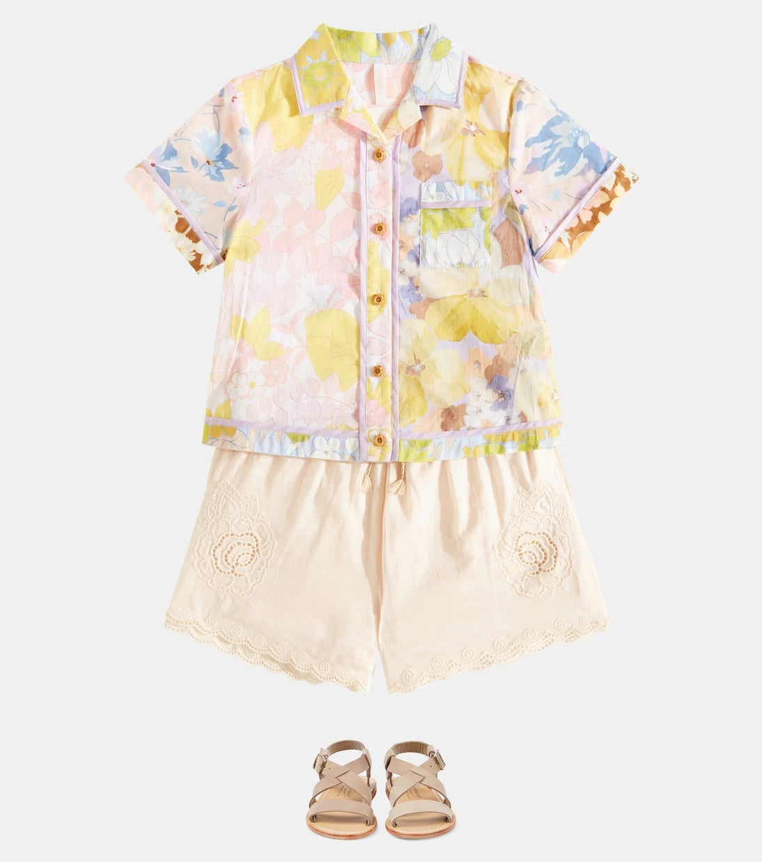 Zimmermann Kids - Halliday embroidered cotton shorts