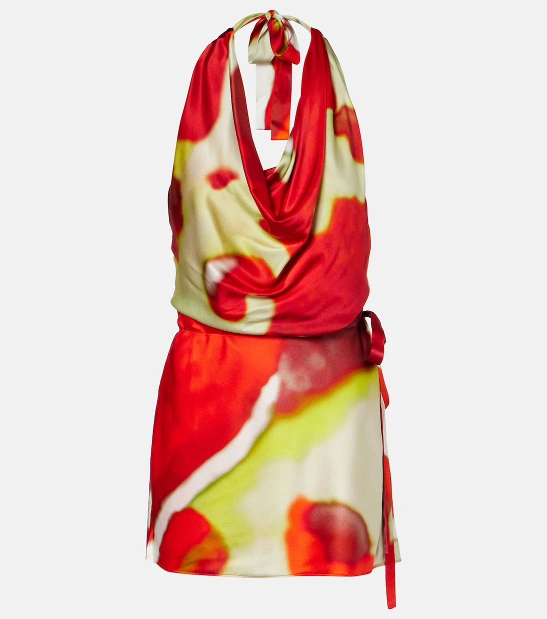 Staud - Liora printed silk-blend satin minidress