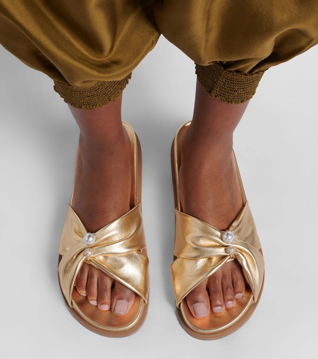 Jimmy Choo - Rafi embellished metallic leather sandals