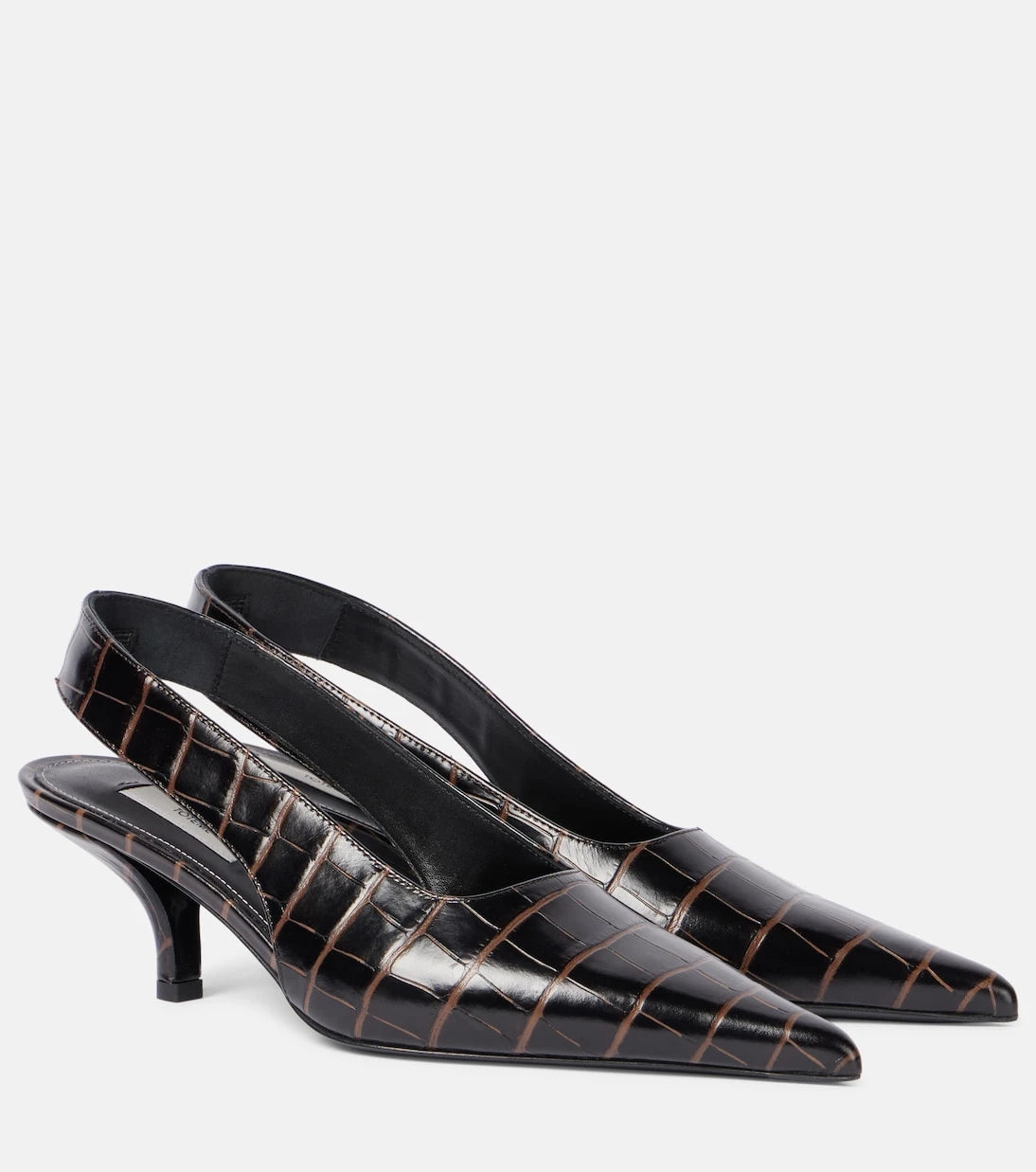 Toteme - Croc-effect leather slingback pumps