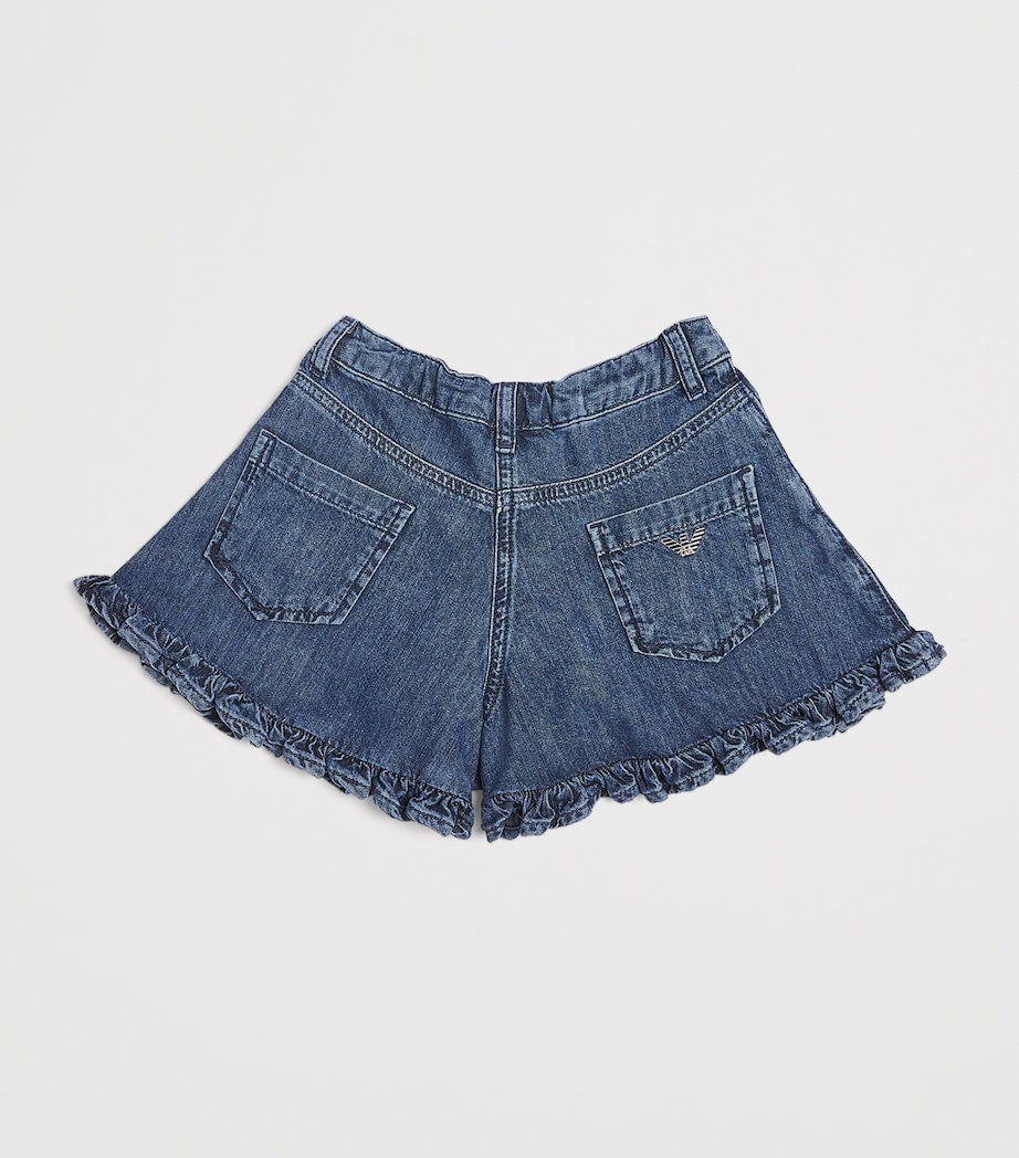 Emporio Armani Kids Frilled Denim Shorts (4-14 Years)