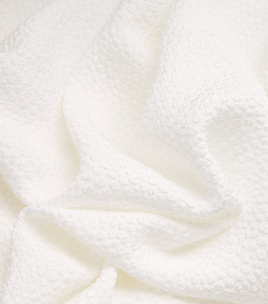 White Textured Draped Fleche Top