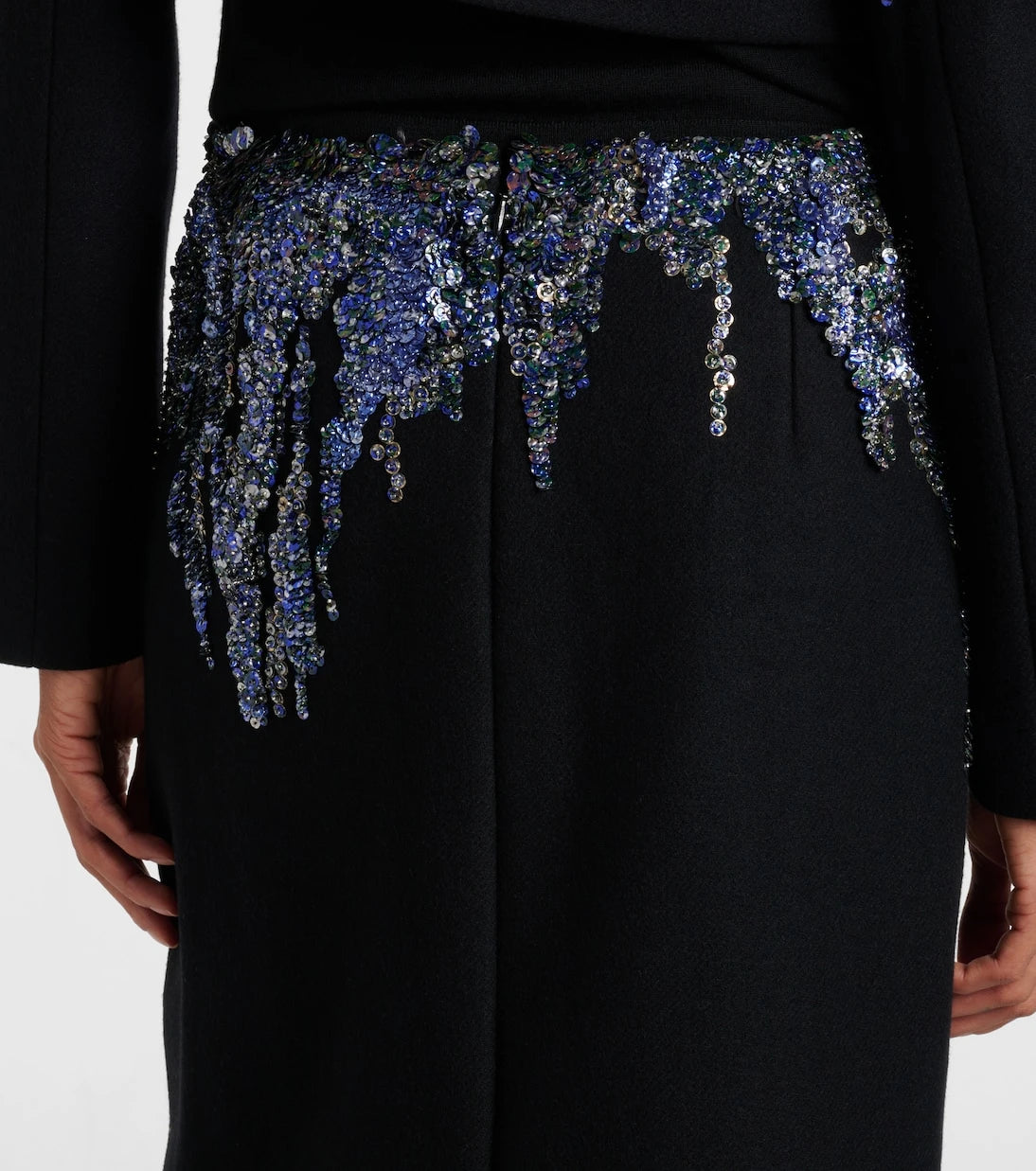 Dries Van Noten - Sequined wool-blend midi skirt