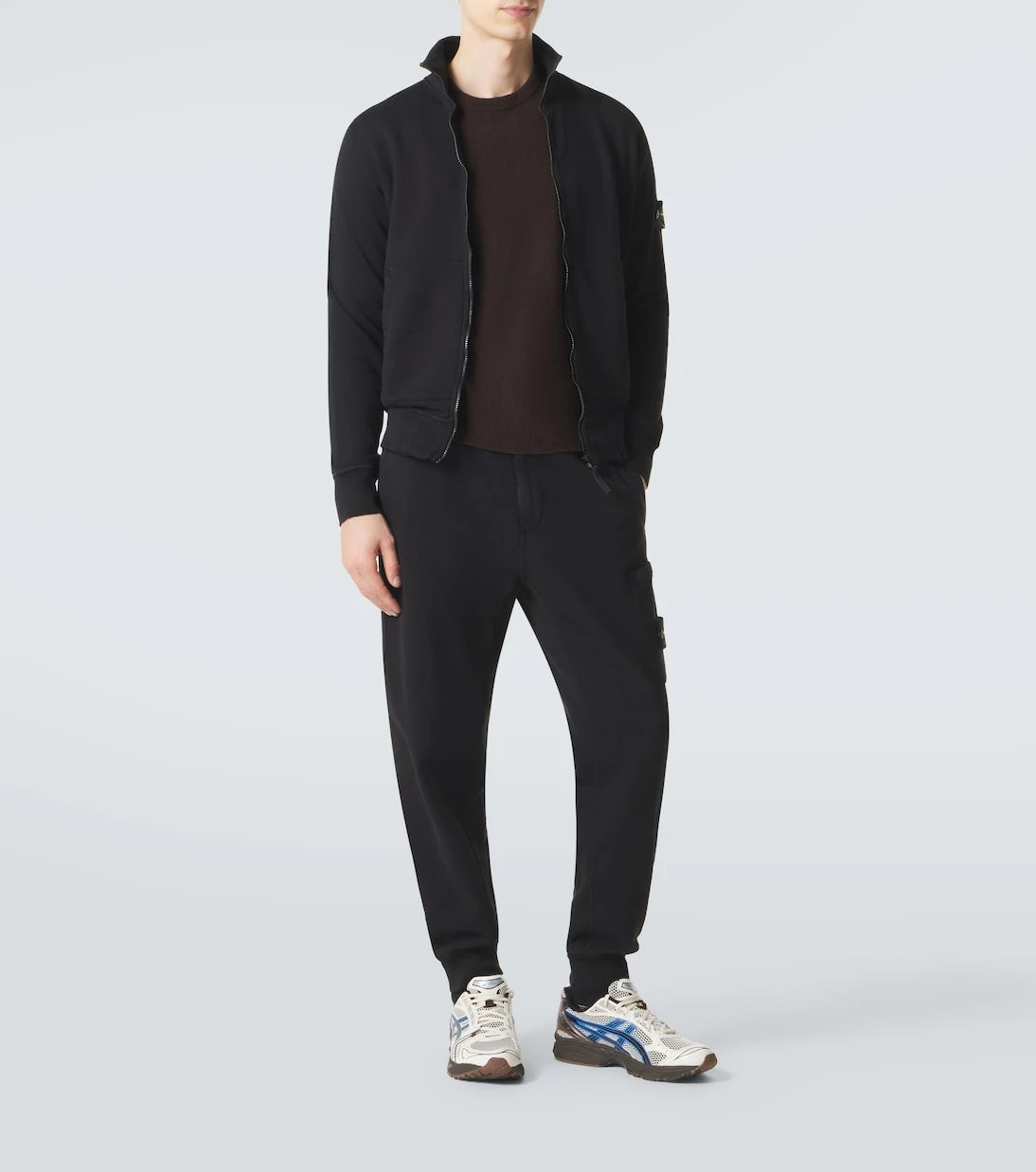Stone Island - بنطال رياضي صوف قطني بتصميم بوصلة