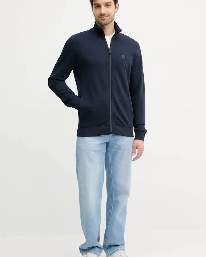 BOSS Orange pamuklu erkek fermuarlı sweatshirt Zestart