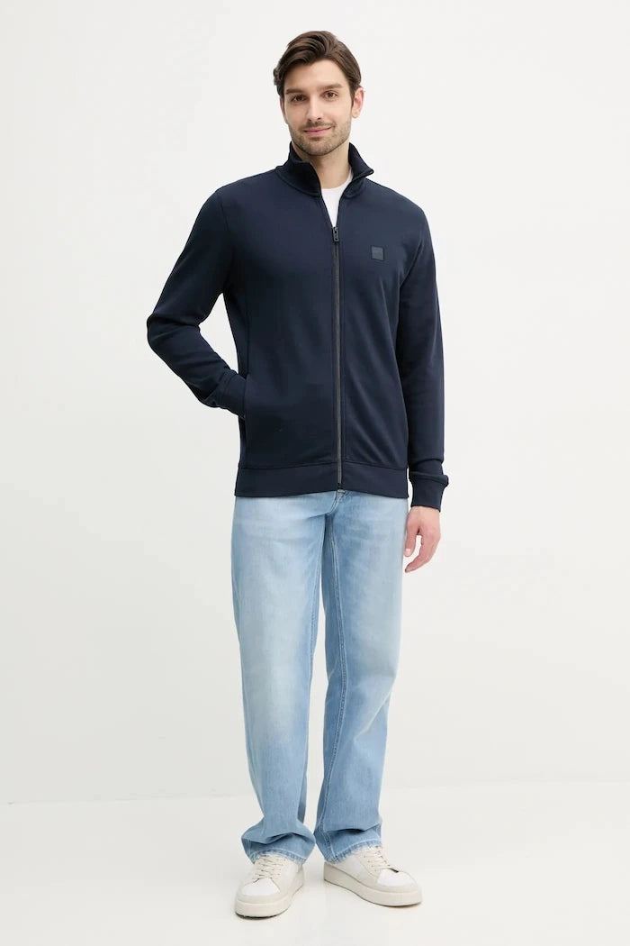 BOSS Orange pamuklu erkek fermuarlı sweatshirt Zestart