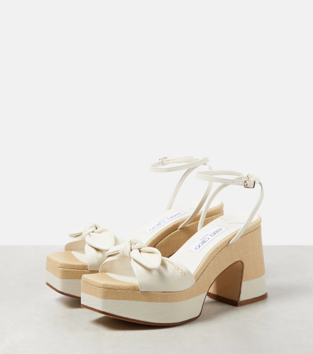 Jimmy Choo - Ricia leather and raffia platform sandals