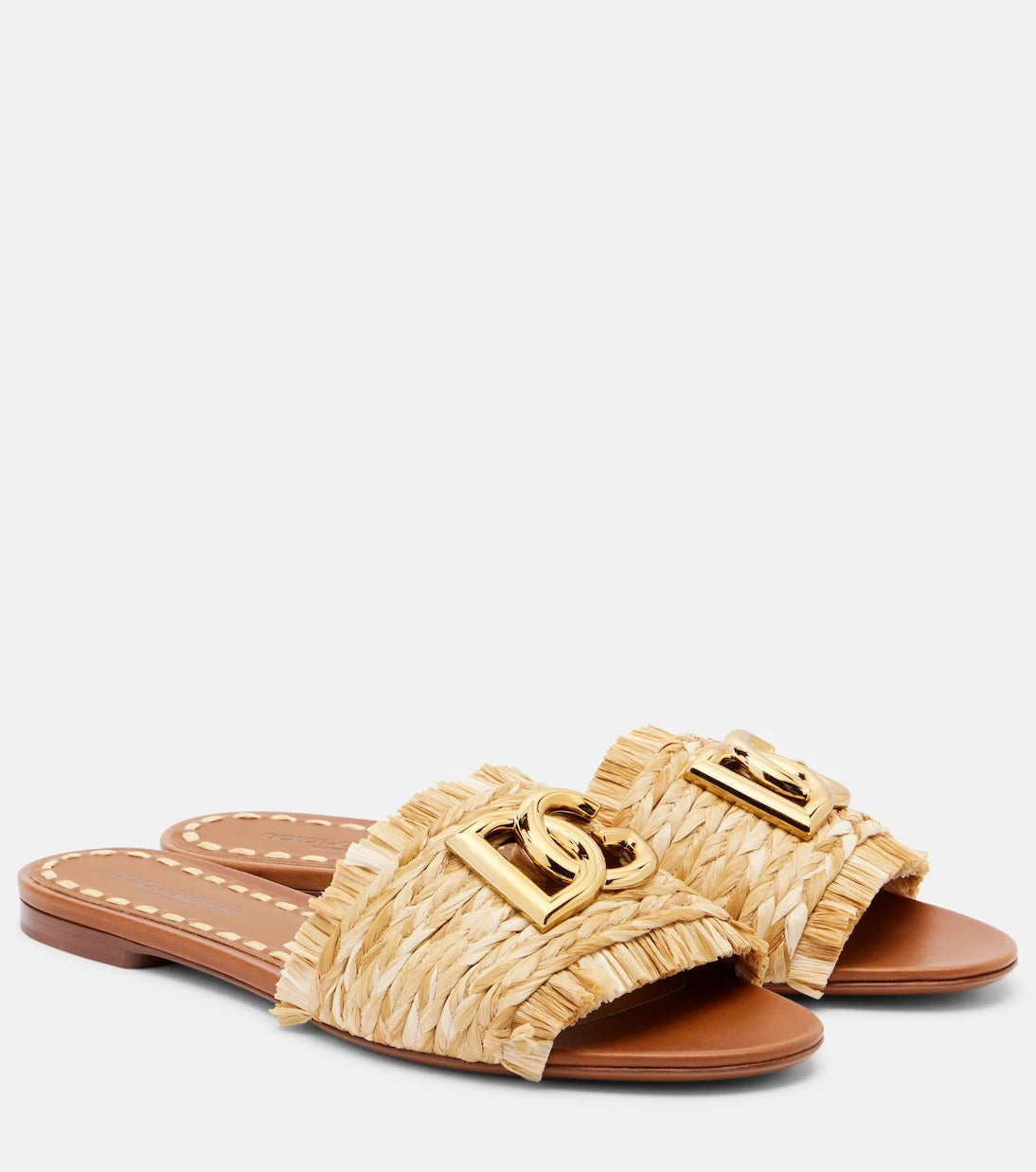 Dolce&Gabbana - DG raffia-effect slides