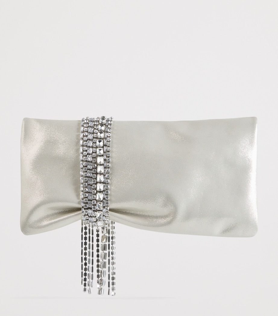 Jimmy Choo Gold Zandra Leather Embellished Clutch Bag