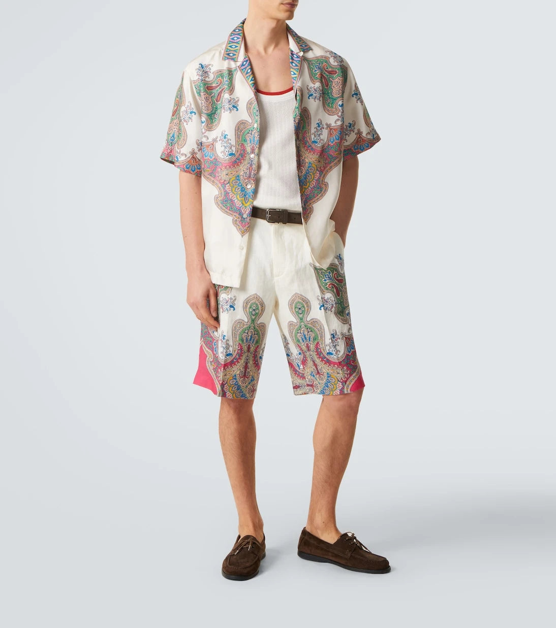 Etro - Paisley linen Bermuda shorts