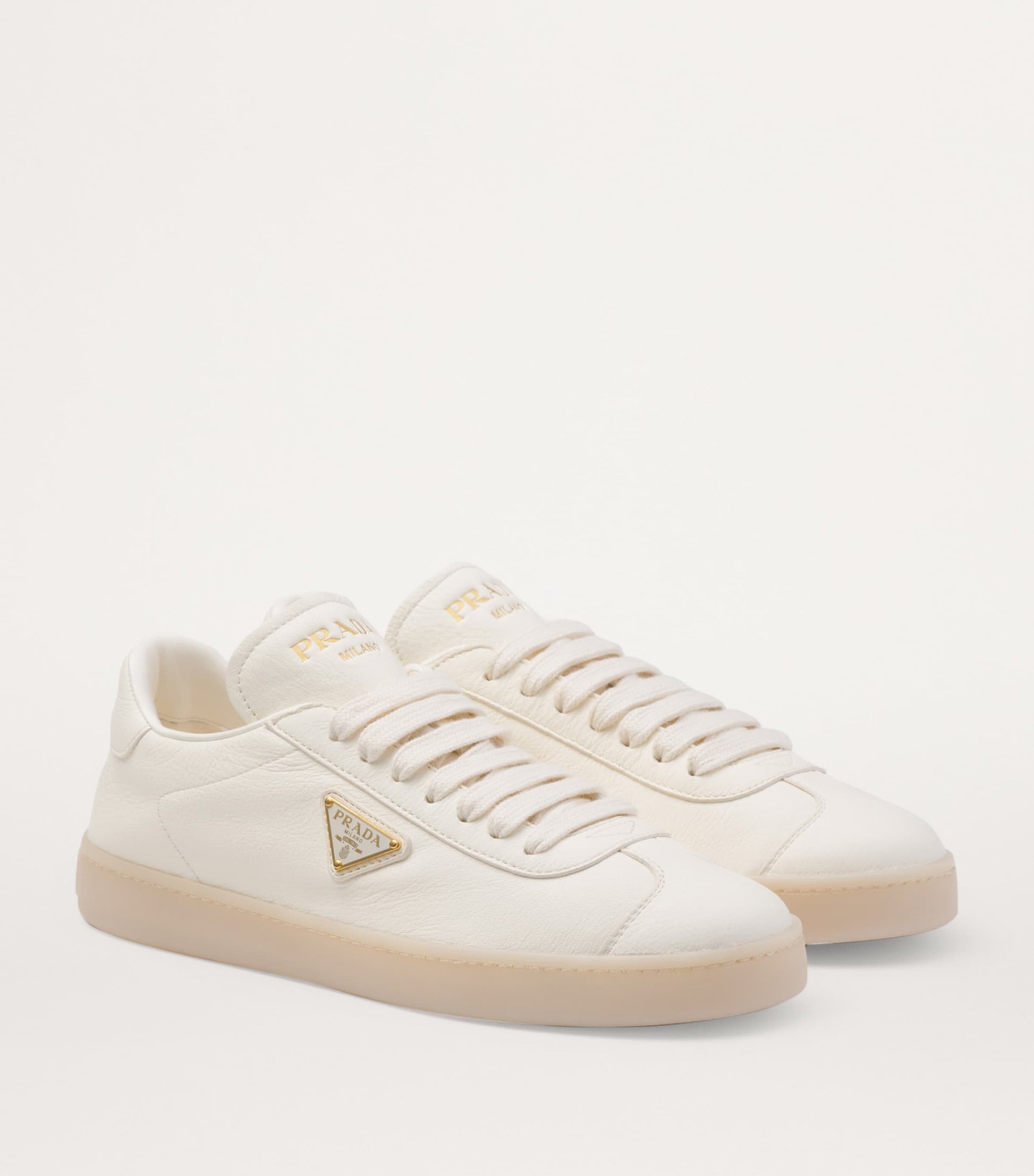 Prada Neutral Leather Sneakers