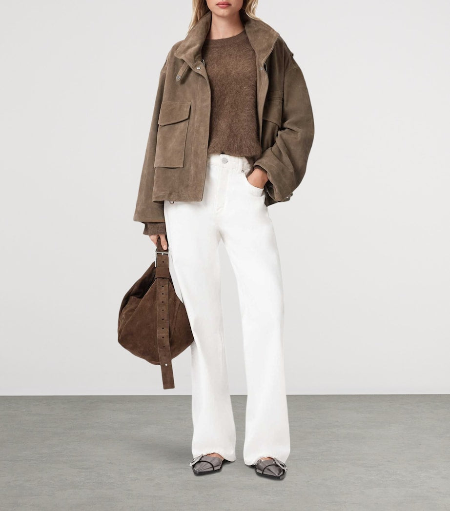 Suede Clay Bomber Jacket WALNUT BROWN