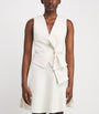 Max Mara White Cotton-Blend Tie-Front Waistcoat
