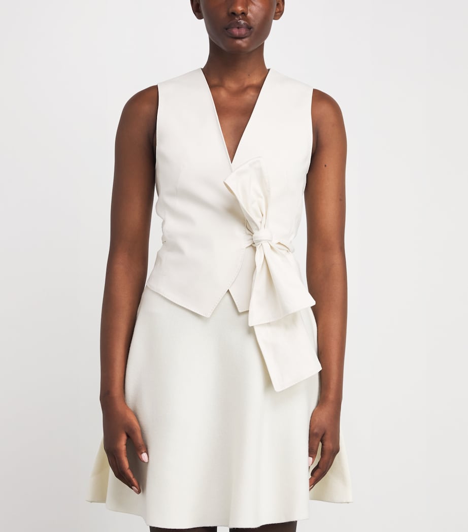 Max Mara White Cotton-Blend Tie-Front Waistcoat