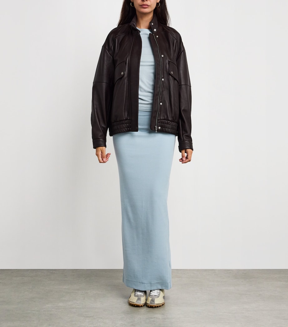 Blue Cotton-Blend Crew-Neck T-Shirt