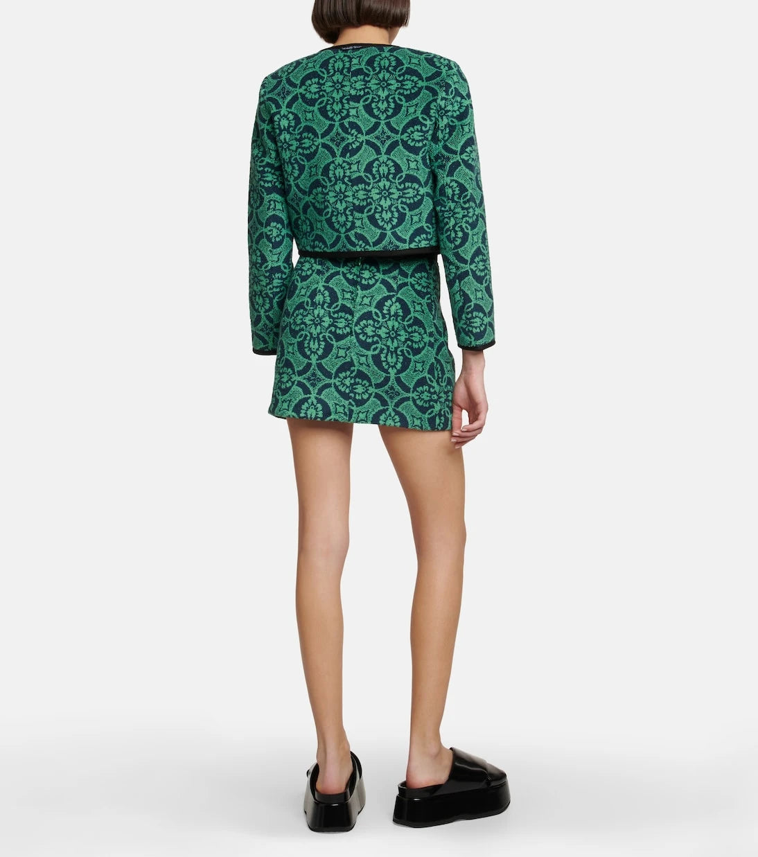 Marine Serre - Jacquard cropped cotton jacket