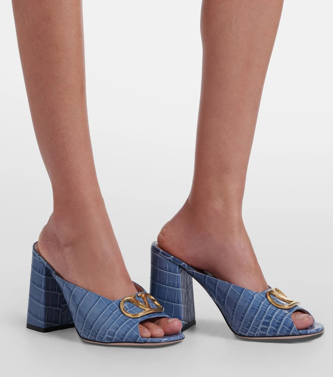 Valentino Garavani - VLogo croc-effect leather mules