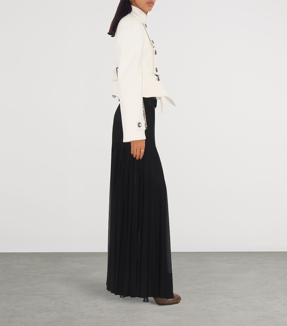 White Cotton-Blend Tailored Jacket