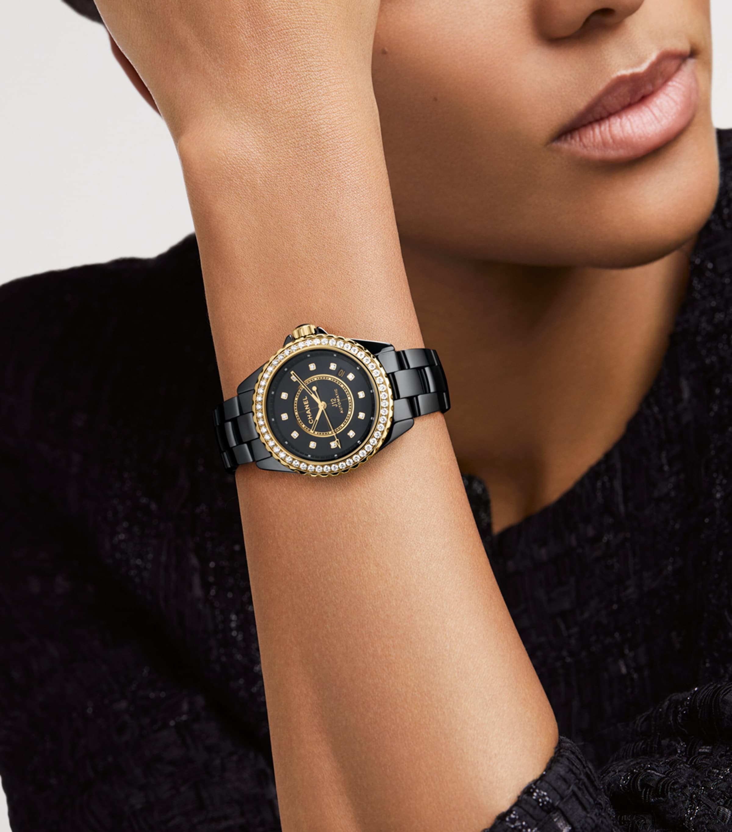 CHANEL Yellow Gold, Ceramic and Diamond J12 Calibre 12.1 Watch 38mm