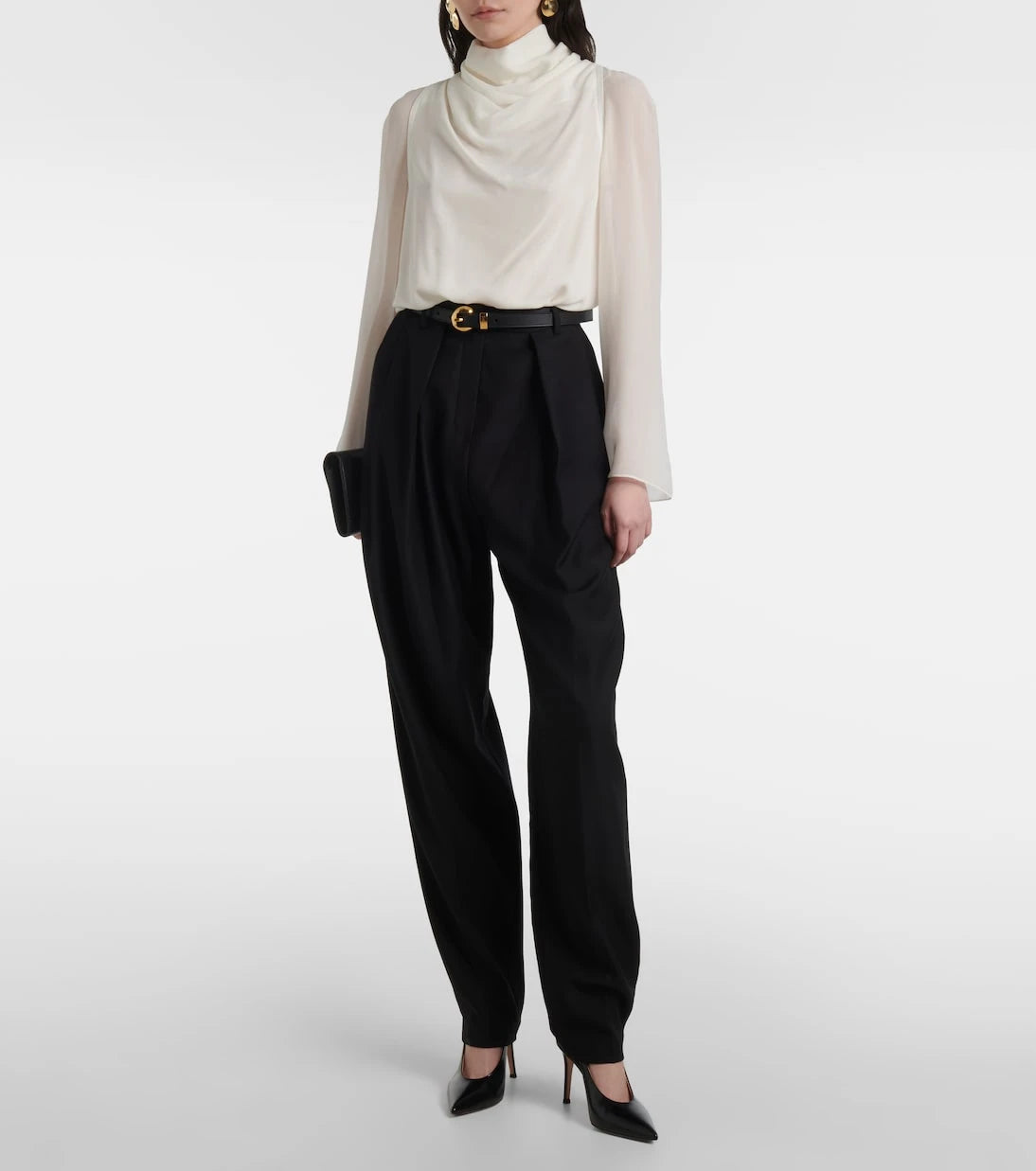 Altuzarra - Cara drape detaylı ipek balıkçı yaka bluz
