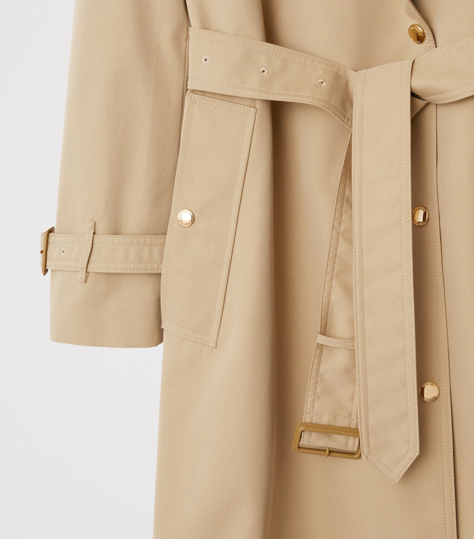 Burberry Beige Cotton Gabardine Check-Collar Trench Coat